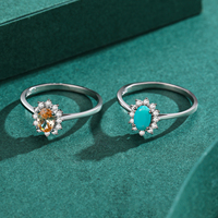 925 argent Sterling classique couronne Champagne Zircon bague pour les femmes mode Turquoise mariage fiançailles bijoux cadeau