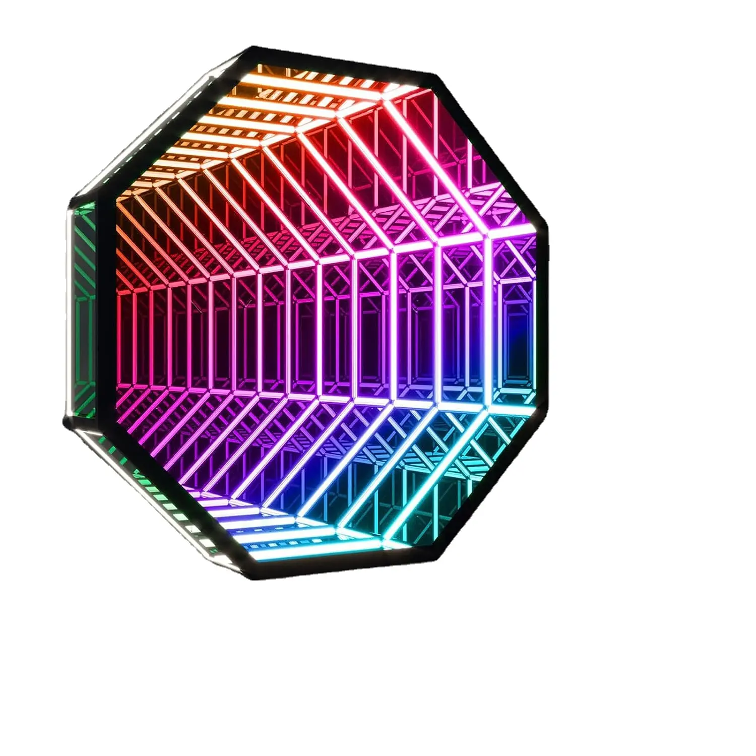 Tunnel light LED infinite mirror light with remote control 3D octagonal infinite wall mirror multi-color changing light