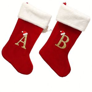 Chaussettes de Noël personnalisées brodées de lettres, motif plastique, décoration d'intérieur, chaussettes suspendues, jouets promotionnels - Product Image 1