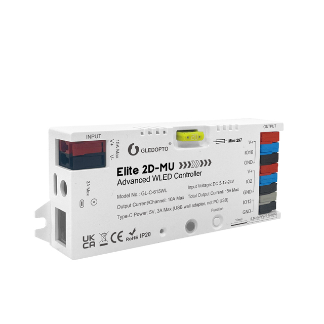 GLEDOPTO Advanced ESP32 Chip 10A 800IC WLED Digital LED Controller Remote Control for S2811 SK6812 SM16703P WS2812B