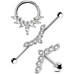 Pendientes de cartílago de acero inoxidable quirúrgico 316L con circonita cúbica en forma de corazón para piercing de hélice frontal - Product Image 6