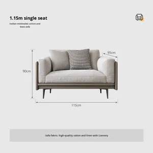 Sofá Seccional Moderno y Sencillo de Tela de Lino Lavable y Extraíble de Alta Gama Estilo Italiano para Apartamentos Pequeños - Product Image 6