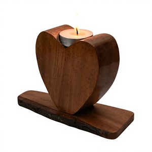 Heart Shape Wooden <b>Tea</b> Light Holder Rustic Home Decoration Valentine's Day Gift - Product Image 1