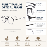 Monture de lunettes ronde en titane pour femmes, style rétro, lunettes optiques anti-lumière bleue