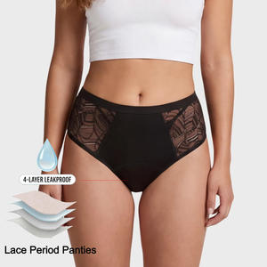 Braguitas Menstruales <span class=keywords><strong>de</strong></span> Fibra <span class=keywords><strong>de</strong></span> Bambú Personalizadas para Mujer, <span class=keywords><strong>Culotte</strong></span> Menstrual <span class=keywords><strong>de</strong></span> 4 Capas a Prueba <span class=keywords><strong>de</strong></span> Fugas, Absorbentes, <span class=keywords><strong>de</strong></span> Algodón Orgánico con Encaje - Product Image 1