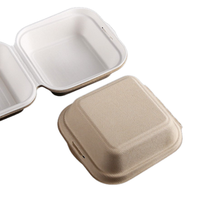 生分解性6x6サトウキビバガスパルプハンバーガーバーガータコクラムシェルボックス食品容器包装 - Product Image 3