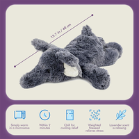 Expédition rapide, peluche en coton velours de 2 lb, éléphant gris chauffable et refroidissable, jouet en peluche lesté pour enfants