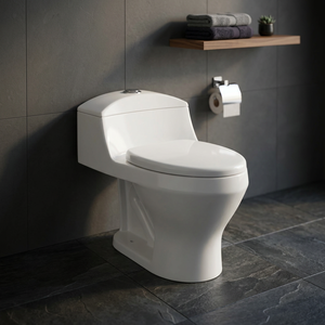 WC monobloc en céramique blanche Vistaar avec réservoir encastré, jet siphonique, double chasse, économie d'eau, toilette à poser au sol - Product Image 4