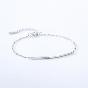 Bracelet chaîne ronde simple en argent sterling S925 motif souriant pour femme, bijou tendance personnalisable, version cuivre - Product Image 3