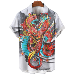 <span class=keywords><strong>Camicie</strong></span> a maniche corte oversize hawaiane da <span class=keywords><strong>uomo</strong></span> 3D Dragon Printed Harajuku Fashion Buttoned Christmas Anime Vintage Streetwear Hot - Product Image 2