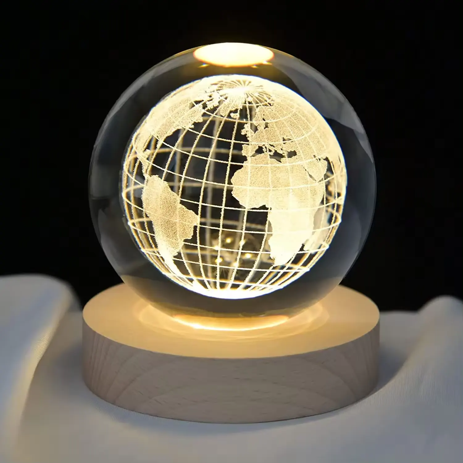 3D Art crystal ball night lamp luminous crystal ball decoration solar system led night lights desktop home decor