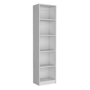 Bibliothèque blanche à 5 niveaux, 33x15x85cm, design fin, étagère de rangement pour bureau à domicile, style minimaliste - Product Image 3