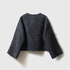 2025 Otoño/Invierno elegante chaqueta de Tweed de alta calidad de moda para mujer abrigo corto Vintage de etiqueta privada con Top de invierno esponjoso - Product Image 2