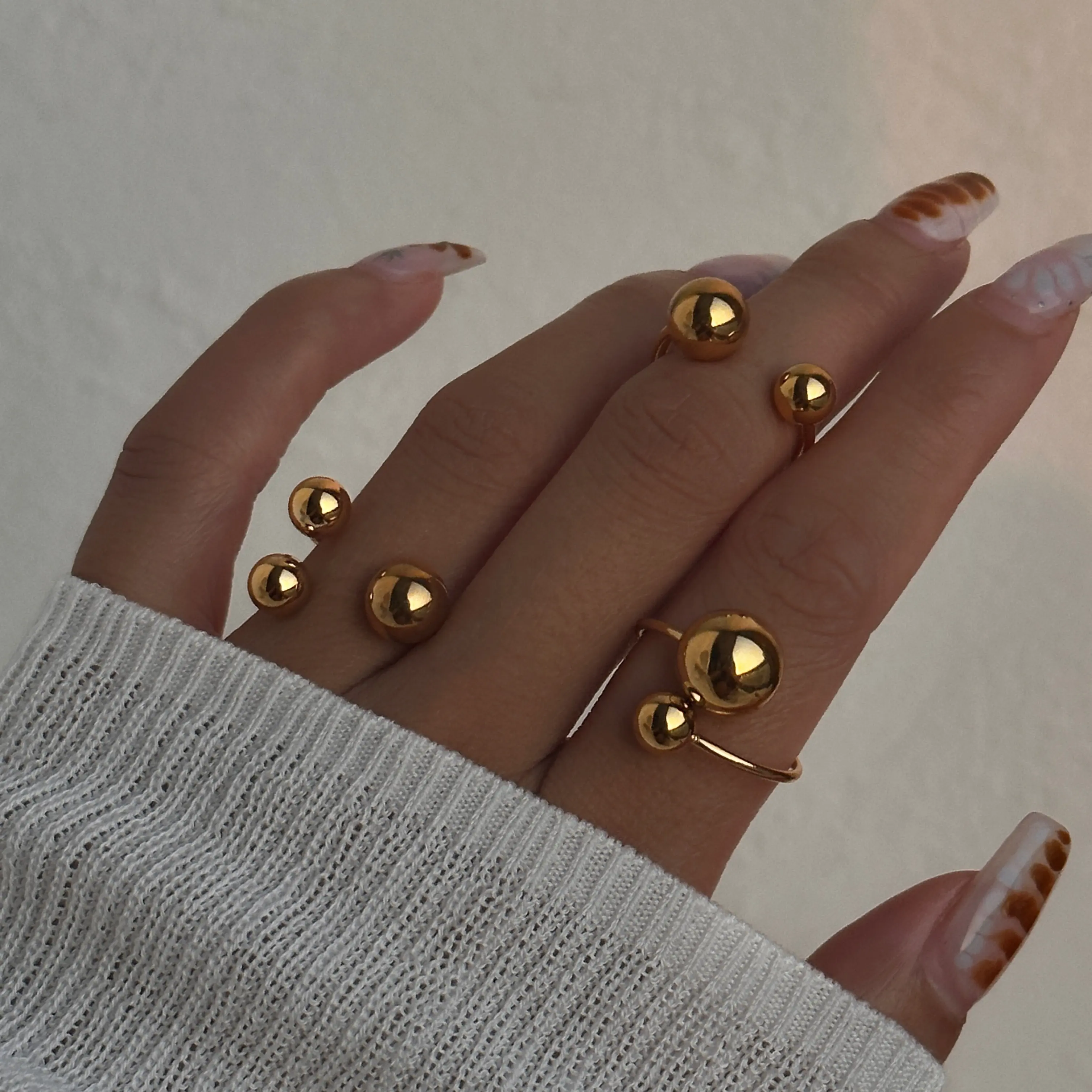 Dazan แหวนแบบเปิดสำหรับผู้หญิงทำจากสเตนเลสสตีลชุบทอง18K PVD สไตล์นอร์ดิกสำหรับฤดูร้อนใหม่