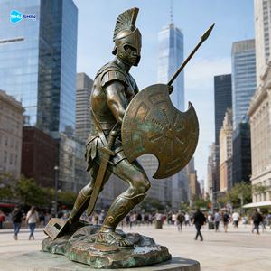 Escultura de Jardín de Estilo Antiguo a Precio de Fábrica, Estatua de Guerrero Espartano de la Antigua Grecia en Bronce de Tamaño Real - Product Image 4