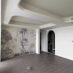 Papier peint en soie de luxe léger, motifs <span class=keywords><strong>jungle</strong></span> tropicale <span class=keywords><strong>noir</strong></span> <span class=keywords><strong>et</strong></span> <span class=keywords><strong>blanc</strong></span> à la française, imperméable pour hôtels, restaurants, gîtes - Product Image 2