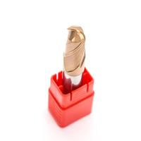 Fraise à queue sphérique à 2 dents en carbure de tungstène massif, revêtement TiSiN, pour usinage de courbes en acier moulé HRC55 sur CNC