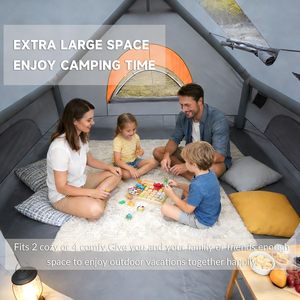 Tente Gonflable Portable Facile à Monter avec Pompe Manuelle pour 2-4 Personnes, <span class=keywords><strong>Camping</strong></span>, Fenêtre Panoramique, Imperméable, Tissu Oxford, Glamping, Prise de Poêle - Product Image 3