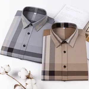 Alta qualità Slim Fit Plaid a maniche lunghe camicie da uomo Smart <span class=keywords><strong>Casual</strong></span> stile inghilterra <span class=keywords><strong>abbigliamento</strong></span> traspirante per la stagione primaverile - Product Image 4