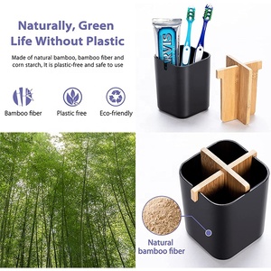 BAMBWARE Portapenne e Portaspazzolino Moderno Rettangolare in Fibra di Bambù Biodegradabile Senza Plastica <span class=keywords><strong>per</strong></span> Ufficio e <span class=keywords><strong>Bagno</strong></span> - Product Image 6