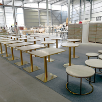 Ensemble Table et Chaises de Restaurant, Mobilier Commercial Carré pour Fast-Food, Table de Salle à Manger en Marbre de Cuisine