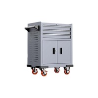 Chariot d'atelier robuste en fer avec 6 tiroirs, porte latérale verrouillable, porte-gobelets, roulettes, chariot de mécanicien OEM, capacité de charge de 300 kg