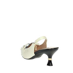 Mariella Burani Women's Slingback <b>Pump</b> Beige <b>Black</b> Patent Leather Heel - Product Image 2