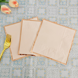 Gold Edged Colored Square Paper Napkins 330cmx330cm For Wedding Hotel Restaurant Party Use - Product Image 4