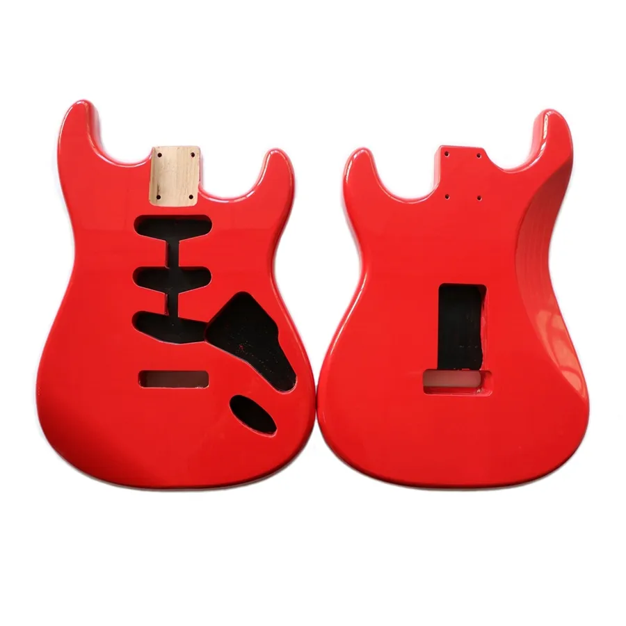 High gloss finished Fiesta Red Alder ST guitar body For SSS electric guitar body from China factory