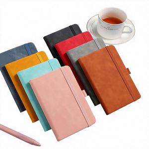 Carnet A6 en PU, couverture rigide, bande élastique, haute qualité, pour notes scolaires, administratives, journal intime, entreprise, logo personnalisé, cadeau d'affaires - Product Image 1