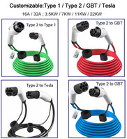 Câble de charge EV en gros Type 2 vers GB/T 32A 7kW monophasé IEC 62196 vers GBT pour véhicules électriques standard chinois