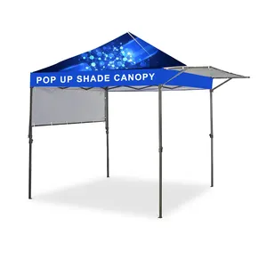 hot sale veranda fast folded iron shelter 300D sublimation stripe pop up canopy