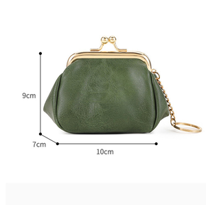 กระเป๋าคลัทช์ขนาดกะทัดรัดน่ารักสไตล์วินเทจย้อนยุคกระเป๋าสตางค์ขนาดเล็กหนัง PU เรียบง่ายพร้อมพวงกุญแจกระเป๋าใส่เหรียญดีไซน์แบบล็อครอยจูบ - Product Image 5