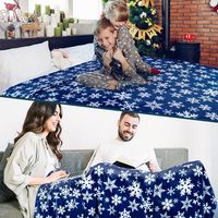 Plaid Raschel flocon de neige marine |   Peluche douce et chaude pour l'hiver, cabane quatre saisons, 100% polyester tricoté