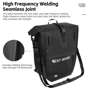 Sacoche de vélo imperméable WEST BIKING 25L grande capacité, sacoche de selle de vélo stable pour porte-bagages arrière - Product Image 3