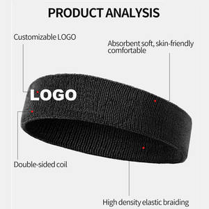 مخصص التطريز الرجال رياضي عرق الفرقة تصميم شعار الرياضة كرة السلة عصابة رأس قطنية رئيس العصابة - Product Image 4