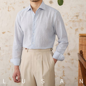 <span class=keywords><strong>Camicia</strong></span> estiva Casual <span class=keywords><strong>a</strong></span> maniche lunghe da <span class=keywords><strong>uomo</strong></span> con colletto unico retrò alla moda per la primavera - Product Image 2