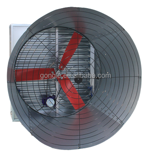 Ventilateur d'extraction 54 pouces avec pales rouges et volets coniques pour l'élevage avicole et la ventilation des usines - Product Image 3
