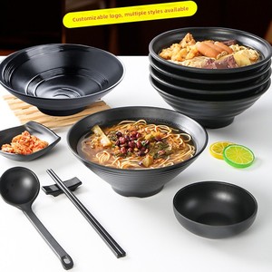 Juego de Tazones de Melamina Desechables Personalizados para Restaurante Japonés, Modernos, Ecológicos, para Sopa de Fideos <span class=keywords><strong>Lamian</strong></span>, Color Negro, para Bodas - Product Image 2