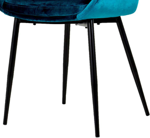 <span class=keywords><strong>Chaise</strong></span> de salle à manger moderne rembourrée en velours <span class=keywords><strong>bleu</strong></span> pétrole Techo pieds en métal noir tissu cuir/PU approvisionnement direct d'usine pour la maison - Product Image 5