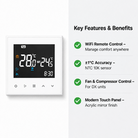 Termostato Inteligente WiFi para Unidad de Compresor DX, Controlador de Temperatura para Aire Acondicionado HVAC con Control Remoto por Aplicación Tuya