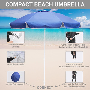 <span class=keywords><strong>Parasol</strong></span> de plage extérieur été robuste résistant au vent UV50+ <span class=keywords><strong>protection</strong></span> solaire pliable Ombrelone <span class=keywords><strong>parasol</strong></span> de plage avec ancre de sable - Product Image 4