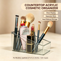 Organisateur de comptoir en acrylique transparent pour cosmétiques, support de rangement multi-compartiments pour pinceaux, rouges à lèvres et parfums