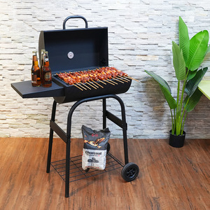 Charcoal Barbecue Grill With Trolley Multifunctional Outdoor Smoker Grill Portable BBQ Oven Thickened American Style - Product Image 1