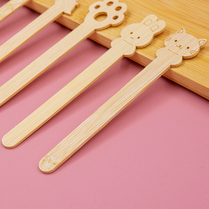 Bâtonnets de crème glacée en bambou naturel DIY Parent-enfant Dessin animé Mignon Créatif Bâtonnets de sucettes glacées jetables en bambou Vente en gros - Product Image 5