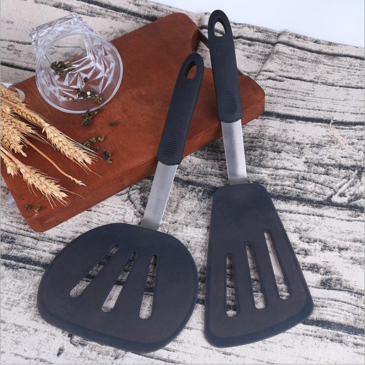 high quality silicone spatula set Cooking long Large Wide Steak Spatulas Slotted Fish Turners silicon spatula set 4pcs baking