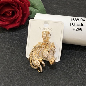 XUPING Jewelry Wholesale Bulk Copper 18K <strong>Gold</strong> Color Plated Iced Out Fashion <strong>Cross</strong> Horse Large Big Rapper Hip Hop <strong>Pendant</strong> - Product Image 2