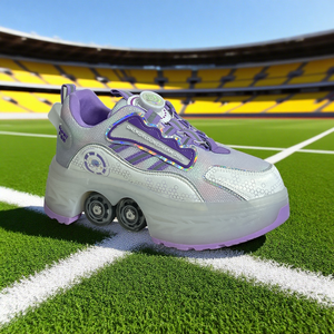 Factory Multifunctional <strong>Kick</strong> <strong>Roller</strong> Skate Sneaker Shoes With Four Wheels Contractile - Product Image 1