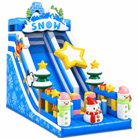 Glissade gonflable d'hiver Ceyu, bonhomme de neige, double piste, aire de jeux d'aventure sur la neige pour enfants, location pour fêtes, carnaval, festival, événements en plein air