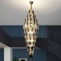 Lustre suspendu LED en cristal K9 en fer doré au design moderne et luxueux, haute luminosité, CRI 95, blanc neutre 4100K